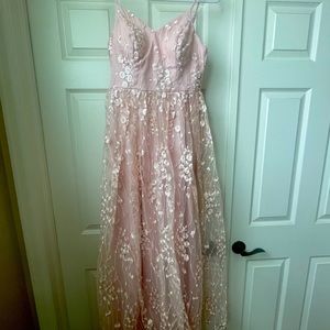 Prom Dress, small/US 4, CoCo Kay, light pink, full length, spaghetti straps